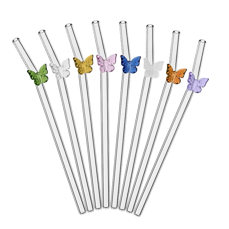 Reusable Straw - Pajitas de cristal con lazo reutilizables,