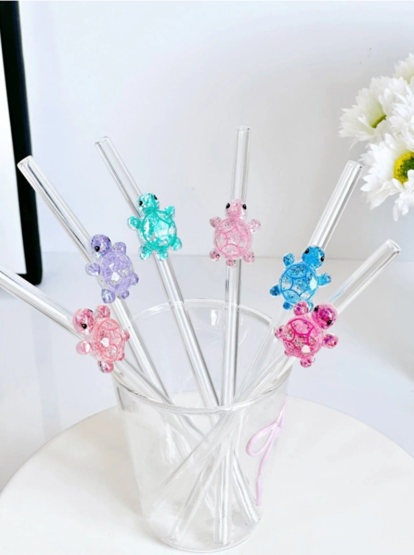 Reusable Straw - Pajitas de cristal con diseño de