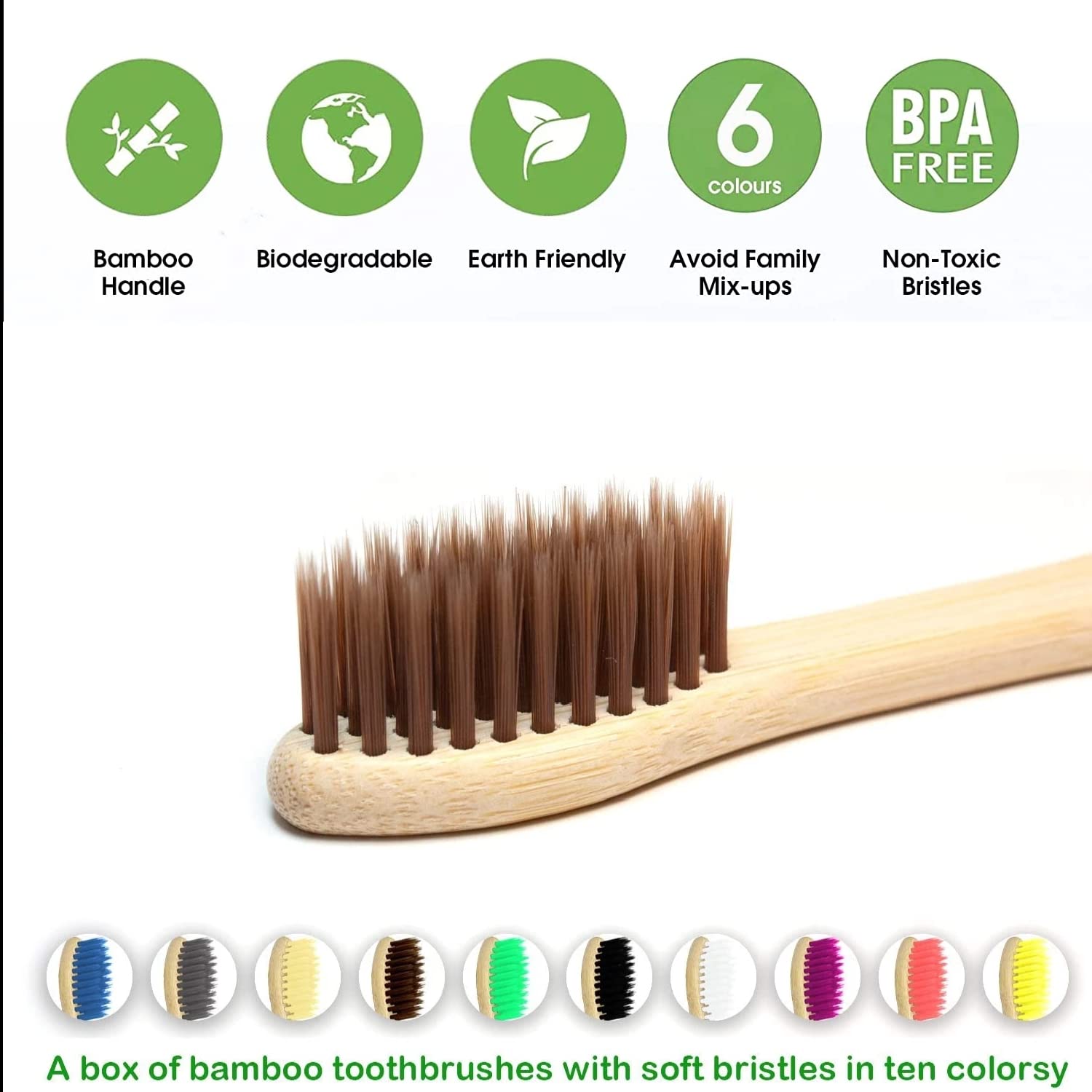 Paquete de 10 cepillos de dien - Bamboo Toothbrush reseña y precio